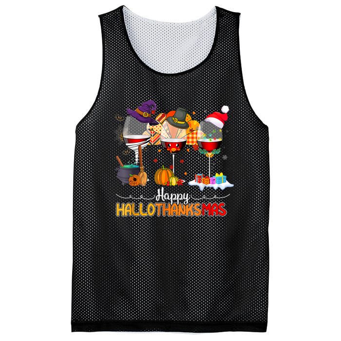 Christmas Thanksgiving Halloween Wine Happy Hallothanksmas Mesh Reversible Basketball Jersey Tank