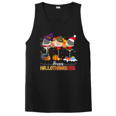 Christmas Thanksgiving Halloween Wine Happy Hallothanksmas PosiCharge Competitor Tank