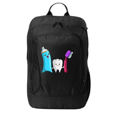Cute Tooth Holding Toothbrush And Toot Paste City Backpack
