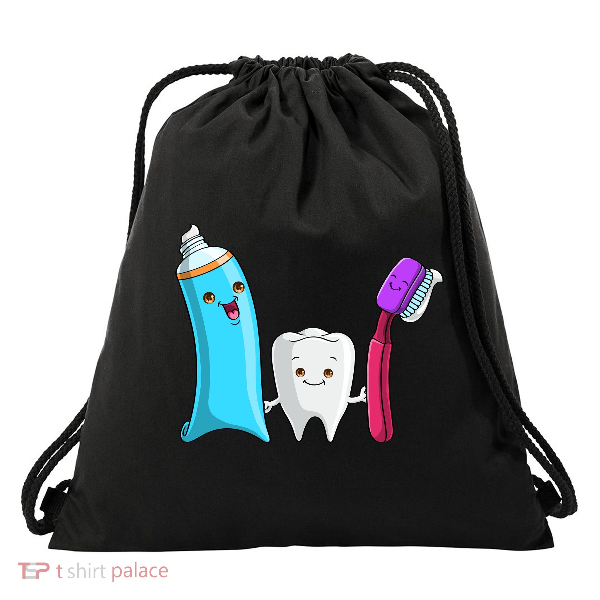 Cute Tooth Holding Toothbrush And Toot Paste Drawstring Bag