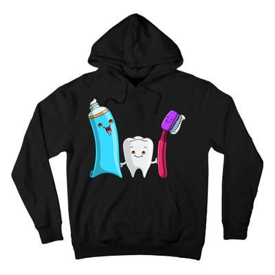 Cute Tooth Holding Toothbrush And Toot Paste Tall Hoodie
