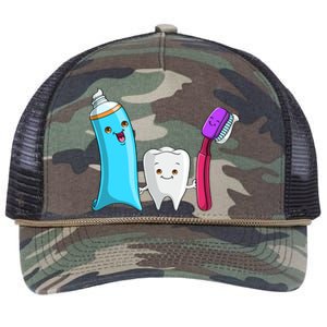 Cute Tooth Holding Toothbrush And Toot Paste Retro Rope Trucker Hat Cap