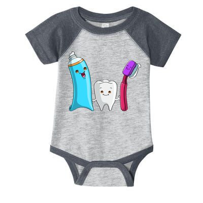 Cute Tooth Holding Toothbrush And Toot Paste Infant Baby Jersey Bodysuit