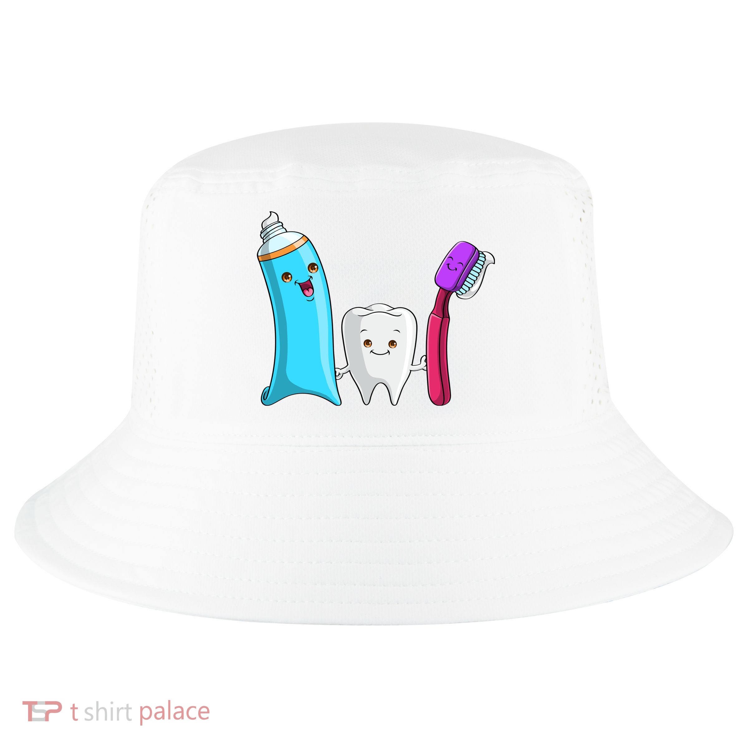 Cute Tooth Holding Toothbrush And Toot Paste Cool Comfort Performance Bucket Hat