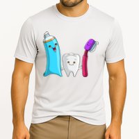 Cute Tooth Holding Toothbrush And Toot Paste Cooling Performance Crew T-Shirt