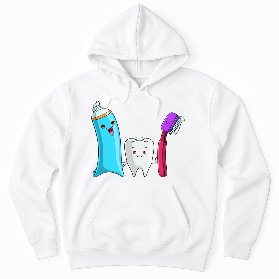 Cute Tooth Holding Toothbrush And Toot Paste Hoodie
