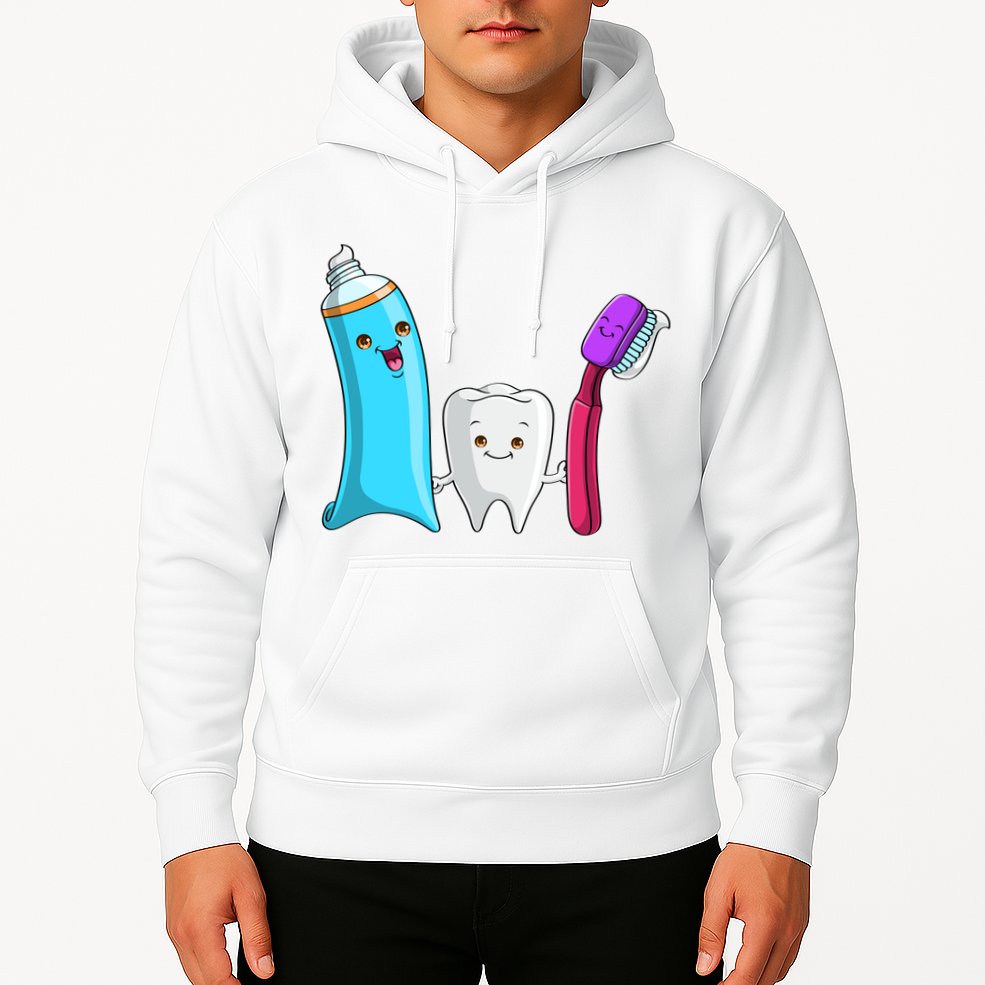 Cute Tooth Holding Toothbrush And Toot Paste Hoodie