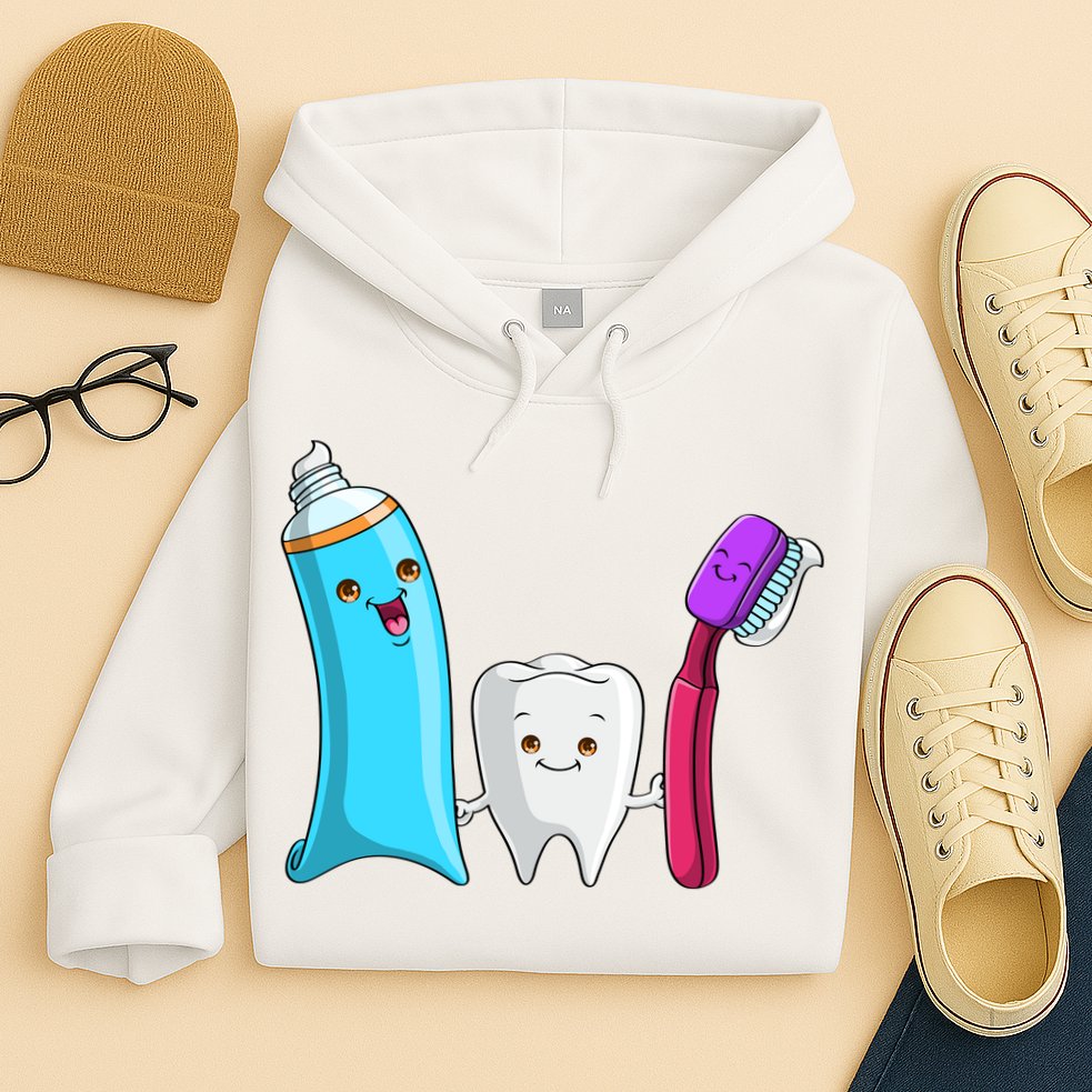 Cute Tooth Holding Toothbrush And Toot Paste Hoodie