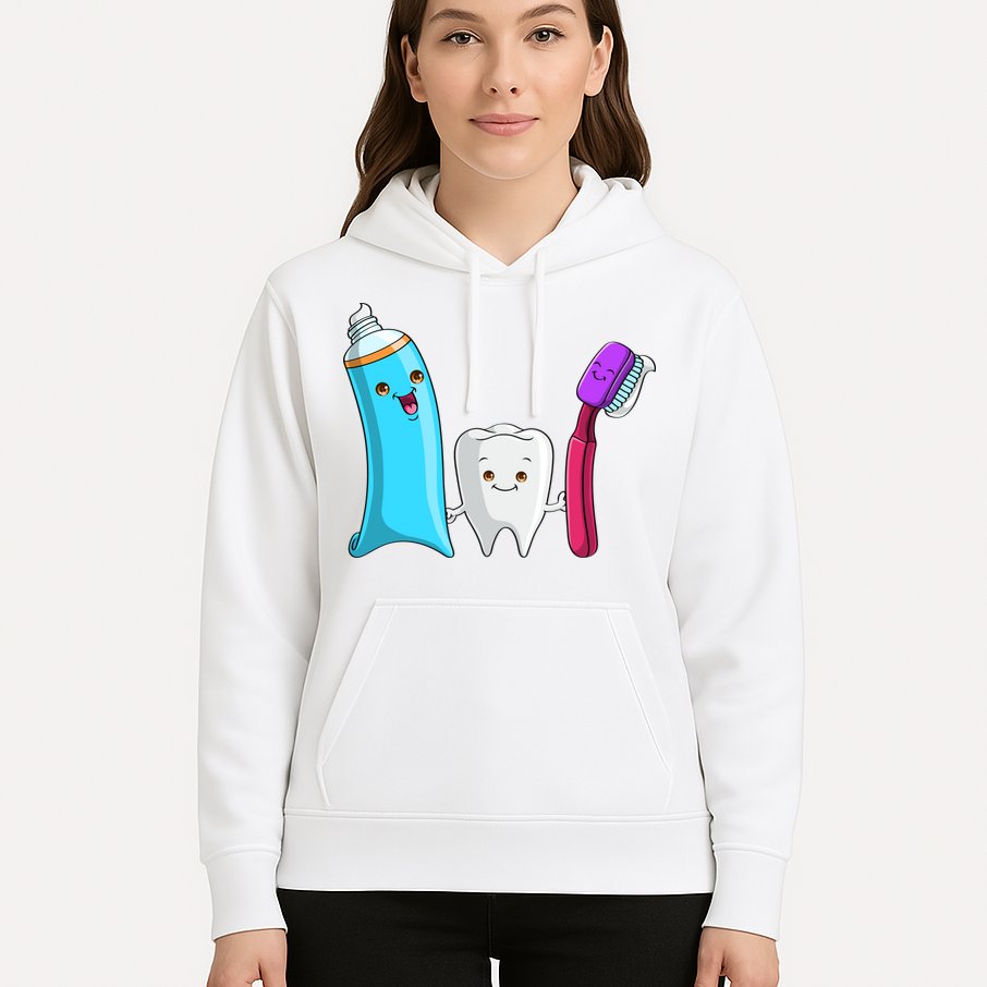 Cute Tooth Holding Toothbrush And Toot Paste Hoodie
