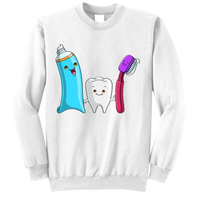Cute Tooth Holding Toothbrush And Toot Paste Sweatshirt
