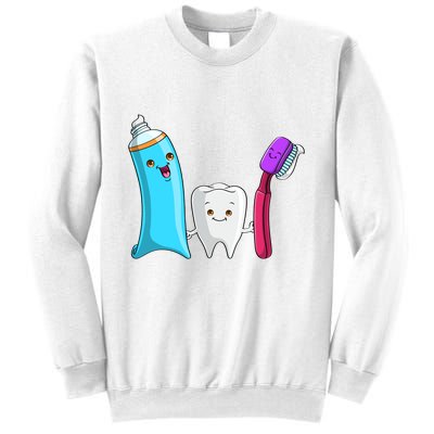 Cute Tooth Holding Toothbrush And Toot Paste Sweatshirt