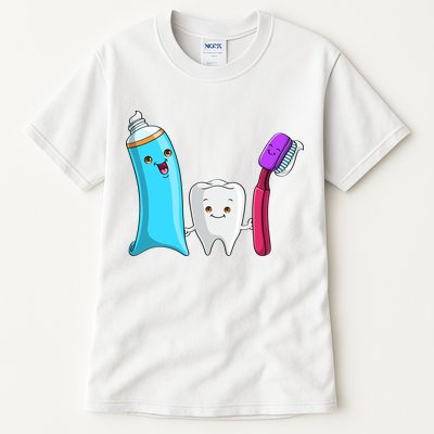 Cute Tooth Holding Toothbrush And Toot Paste Tall T-Shirt