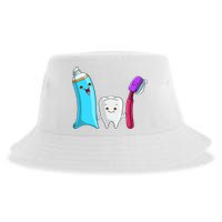 Cute Tooth Holding Toothbrush And Toot Paste Sustainable Bucket Hat