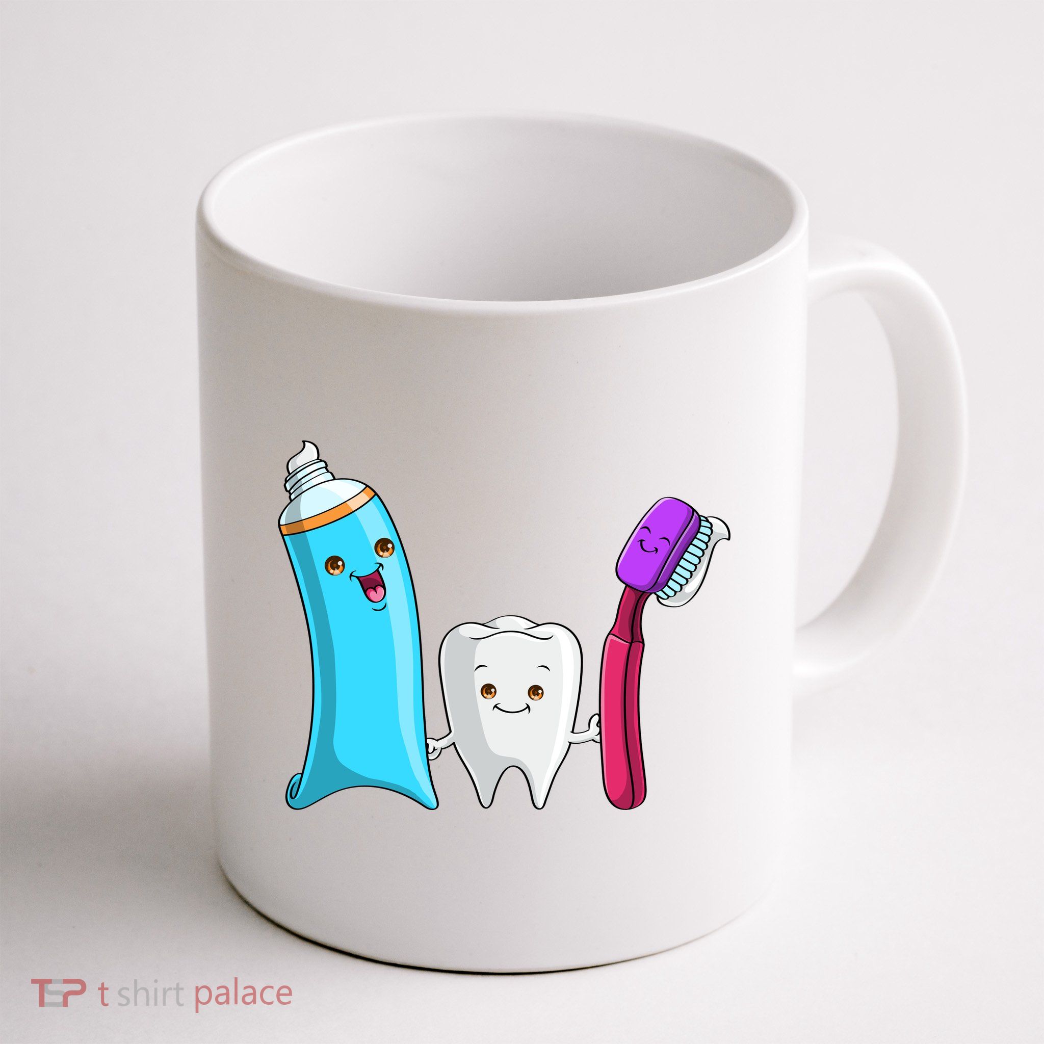Cute Tooth Holding Toothbrush And Toot Paste Mug