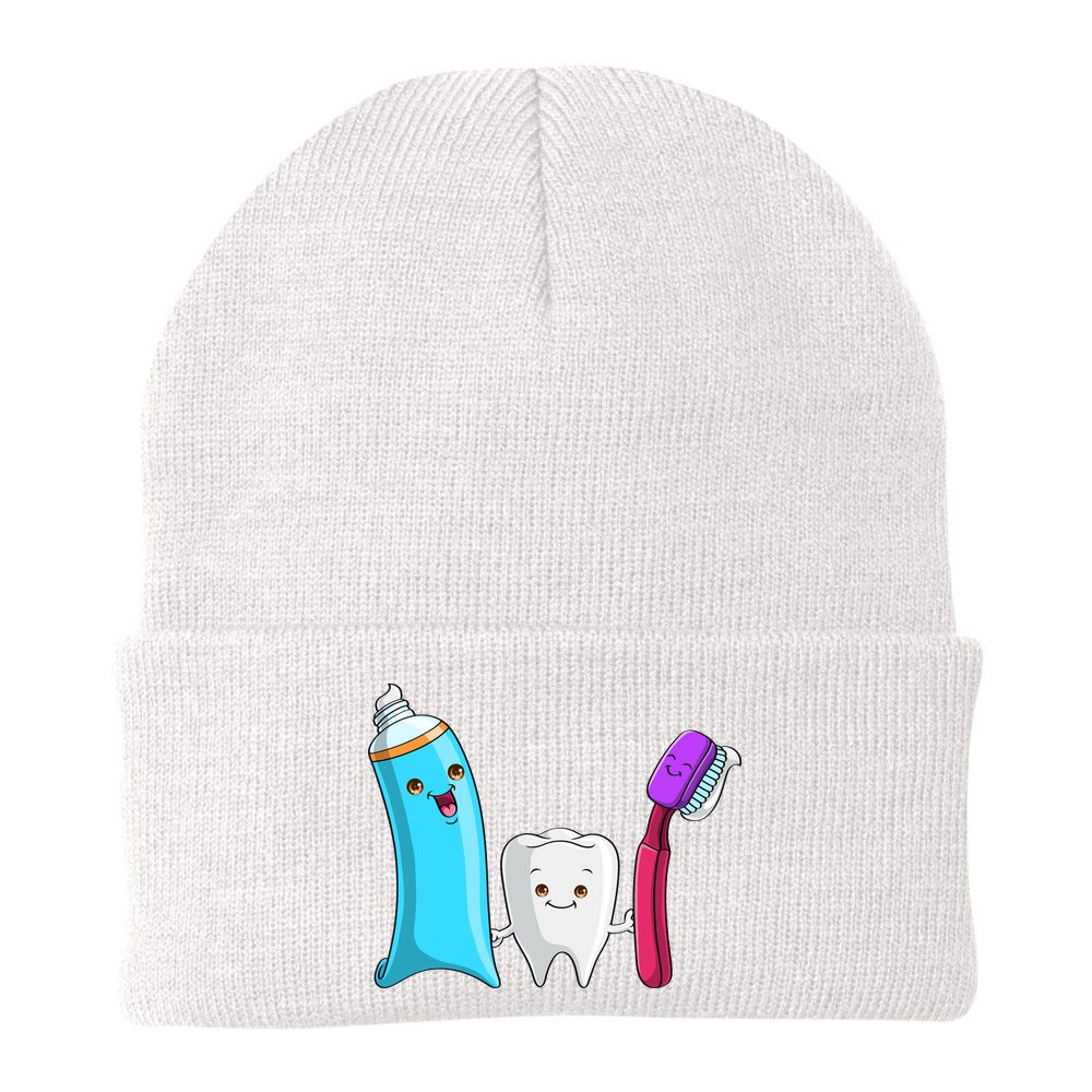 Cute Tooth Holding Toothbrush And Toot Paste Beanie