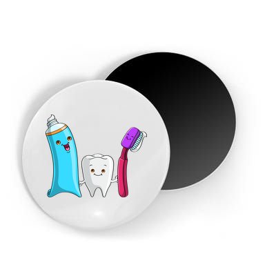 Cute Tooth Holding Toothbrush And Toot Paste Magnet