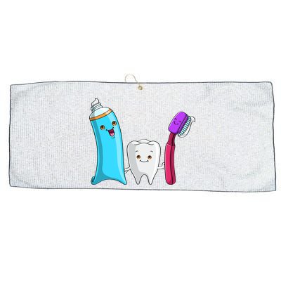 Cute Tooth Holding Toothbrush And Toot Paste Large Microfiber Waffle Golf Towel