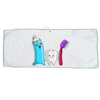 Cute Tooth Holding Toothbrush And Toot Paste Large Microfiber Waffle Golf Towel