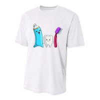 Cute Tooth Holding Toothbrush And Toot Paste Youth Performance Sprint T-Shirt