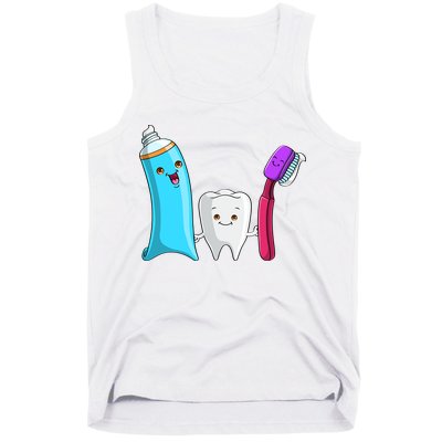Cute Tooth Holding Toothbrush And Toot Paste Tank Top