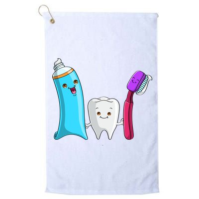 Cute Tooth Holding Toothbrush And Toot Paste Golf Towel