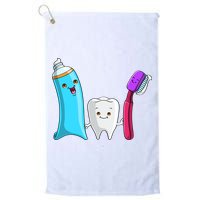 Cute Tooth Holding Toothbrush And Toot Paste Golf Towel