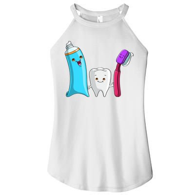 Cute Tooth Holding Toothbrush And Toot Paste Women's Perfect Tri Rocker Tank