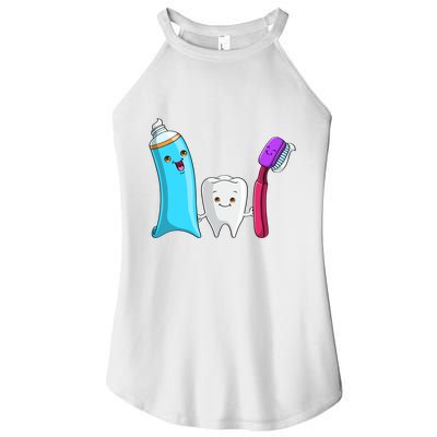 Cute Tooth Holding Toothbrush And Toot Paste Women’s Perfect Tri Rocker Tank