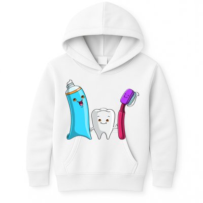 Cute Tooth Holding Toothbrush And Toot Paste Kids Hoodie