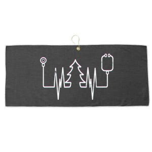 Christmas Tree Heartbeat Doctor Stethoscope Xmas Holidays Funny Gift Large Microfiber Waffle Golf Towel