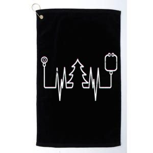 Christmas Tree Heartbeat Doctor Stethoscope Xmas Holidays Funny Gift Platinum Collection Golf Towel