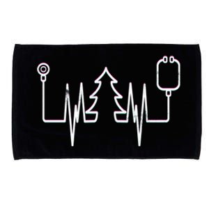 Christmas Tree Heartbeat Doctor Stethoscope Xmas Holidays Funny Gift Microfiber Hand Towel