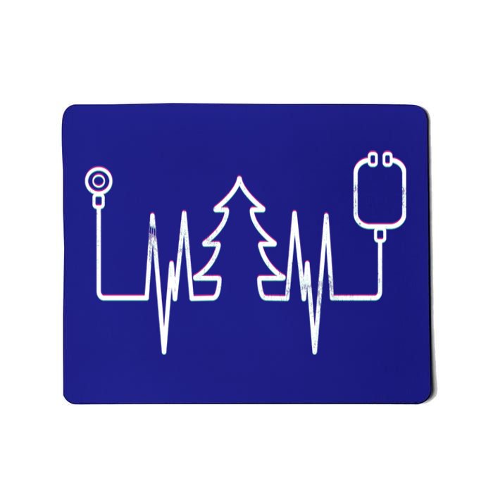 Christmas Tree Heartbeat Doctor Stethoscope Xmas Holidays Funny Gift Mousepad