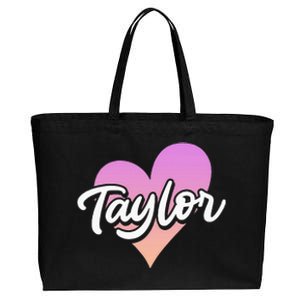 Customized Taylor Heart I Love Taylor First Name Cotton Canvas Jumbo Tote