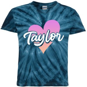 Customized Taylor Heart I Love Taylor First Name Kids Tie-Dye T-Shirt