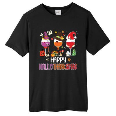 Christmas Thanksgiving Halloween Wine Happy Hallothanksmas Tall Fusion ChromaSoft Performance T-Shirt