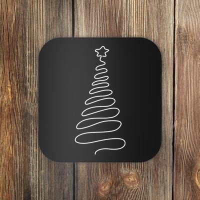 Christmas Tree Handmade Winter Line Art Family Holiday Coaster