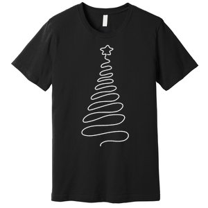 Christmas Tree Handmade Winter Line Art Family Holiday Premium T-Shirt