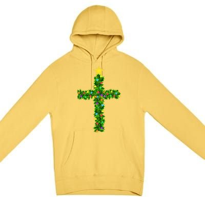 Christmas Tree Holly Cross Premium Pullover Hoodie