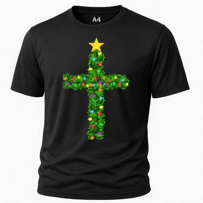 Christmas Tree Holly Cross Cooling Performance Crew T-Shirt