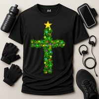 Christmas Tree Holly Cross Cooling Performance Crew T-Shirt