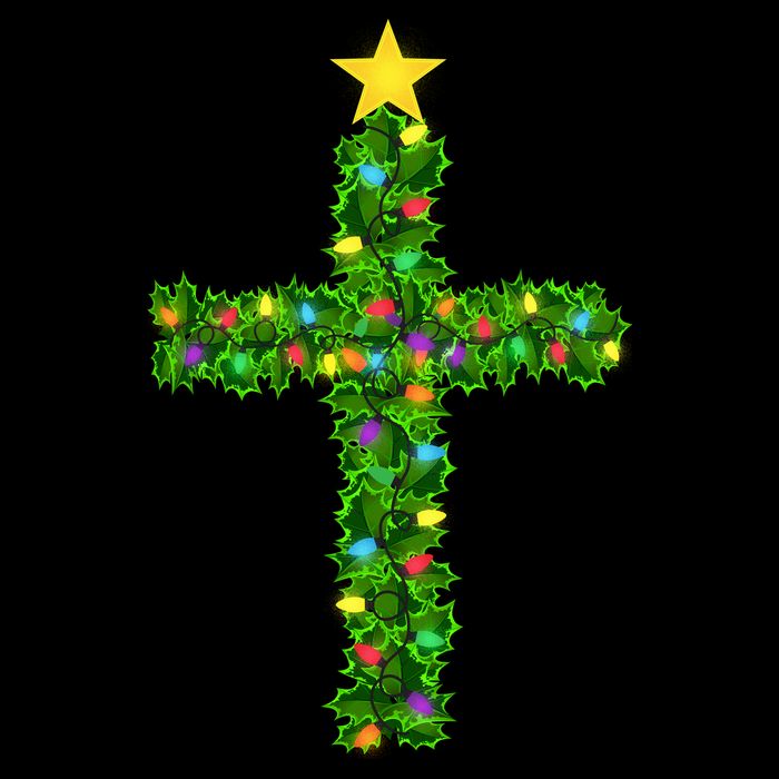 Christmas Tree Holly Cross Cooling Performance Crew T-Shirt