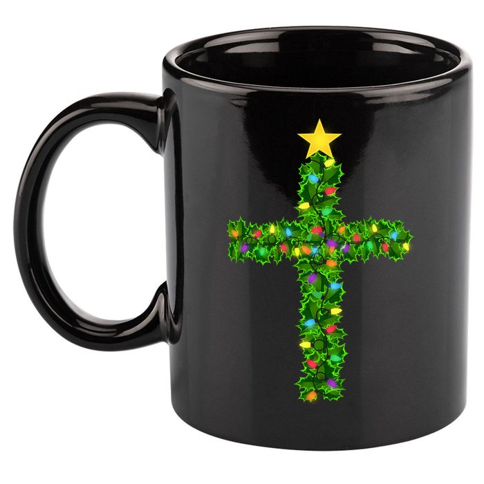 Christmas Tree Holly Cross 11oz C Handle Ceramic Mug