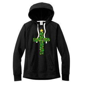 Christmas Tree Holly Cross Women's Fleece Hoodie