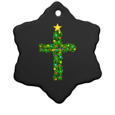 Christmas Tree Holly Cross Ceramic Star Ornament