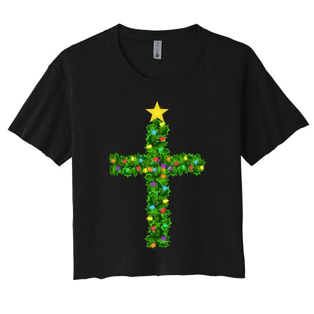 Christmas Tree Holly Cross Crop Top
