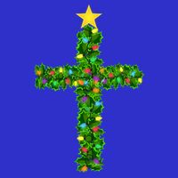 Christmas Tree Holly Cross Button