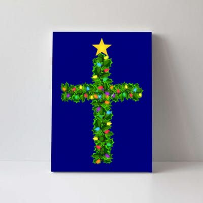 Christmas Tree Holly Cross Canvas