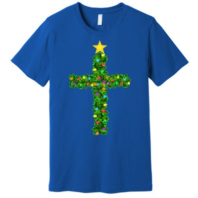 Christmas Tree Holly Cross Premium T-Shirt