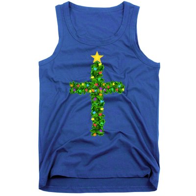 Christmas Tree Holly Cross Tank Top